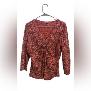 Creative Design Works Top Women Large Lace  Embroidery Rouched Buckle USA